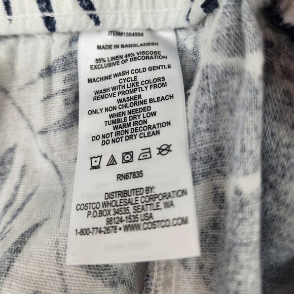 Nautica Blue & White Tropical Leaf Print Linen Blend Shorts Women’s Size Medium - Picture 8 of 11